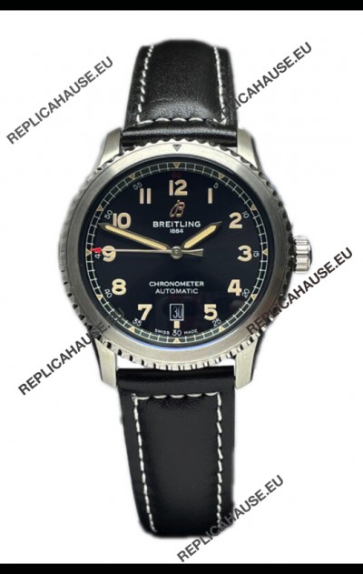 Breitling Navitimer Aviator 8 Automatic 41 Black Dial Brown Strap 1:1 Mirror Swiss Replica Watch 