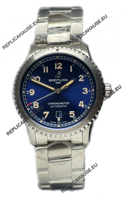 Breitling Navitimer Aviator 8 Automatic 41 Blue Dial Steel Strap 1:1 Mirror Swiss Replica Watch 