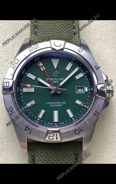 Breitling Avenger GMT Automatic 44 Swiss 1:1 Super Clone Replica Watch - Green Dial 