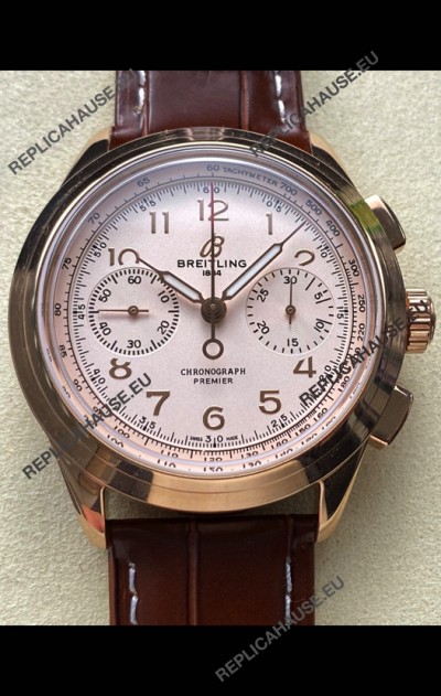 Breitling Premier B01 Chronograph 42 Edition Rose Gold White Dial - 1:1 Mirror Replica Watch