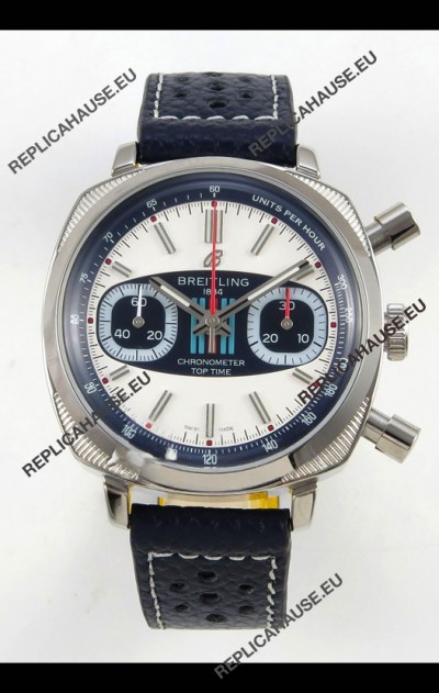 Breitling Top Time Super Clone Chronograph Blue Leather Strap Watch 