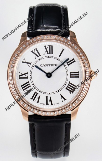 Ronde Louis Cartier Super Clone 36MM Rose Gold Watch in Swiss Quartz Movement