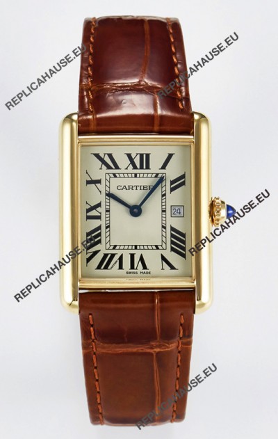 Tank Must Cartier Super Clone Edition 33.7 Watch in Yellow Gold Casing 