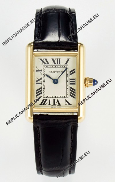 Tank Must Cartier Super Clone Edition 29MM Watch in Yellow Gold Casing 