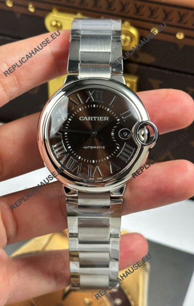 Ballon De Cartier Brown Dial 1:1 Mirror Swiss Replica Watch in 904L Steel Casing - 42MM