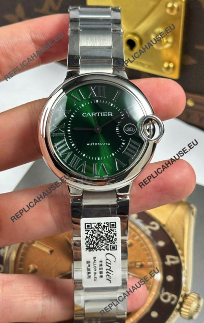 Ballon De Cartier Green Dial 1:1 Mirror Swiss Replica Watch in 904L Steel Casing - 42MM