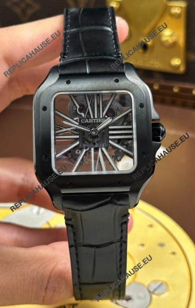 Santos De Cartier Super Clone Watch in Skeleton Dial PVD MLF Coating Watch 
