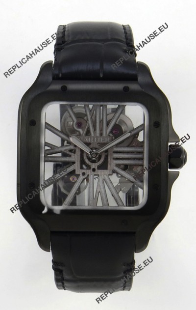 Santos De Cartier Super Clone Watch in Skeleton Dial PVD MLF Coating Watch 