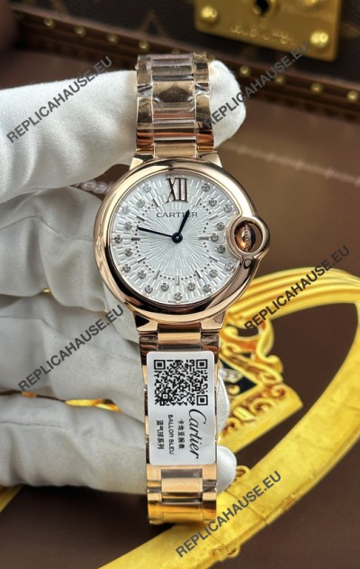 Ballon De Cartier Swiss Quartz 1:1 Mirror Quality 33MM in Rose Gold 
