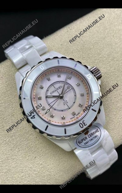 Chanel J12 Ladies White Ceramic Casing Pearl Dial Watch 1:1 Mirror Replica Watch