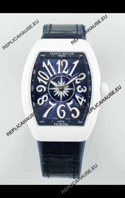 Franck Muller Vanguard Yachting V32 Ceramic Casing Blue Dial/Strap Swiss Replica Watch 