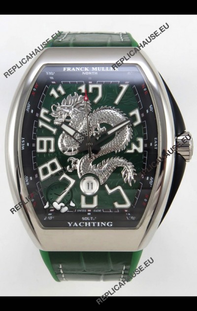 Franck Muller Vanguard Super Clone Yachting Dragon V45 Green Dial Stainless Steel Case Watch 