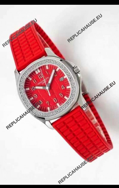 Patek Philippe Aquanaut LUCE 5072A-001 Quartz Swiss Replica Watch in Red Dial - 35MM