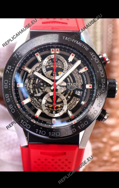Tag Heuer Carrera Heuer 01 Swiss Replica Watch in Red Strap 45MM 