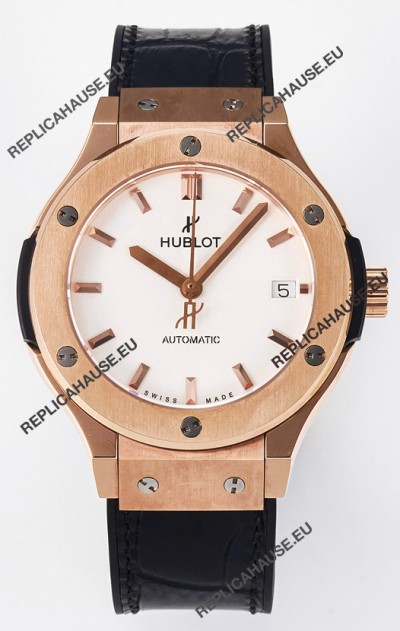 Hublot Super Clone Classic Fusion Rose Gold 38MM 1:1 Mirror Replica Watch White Dial