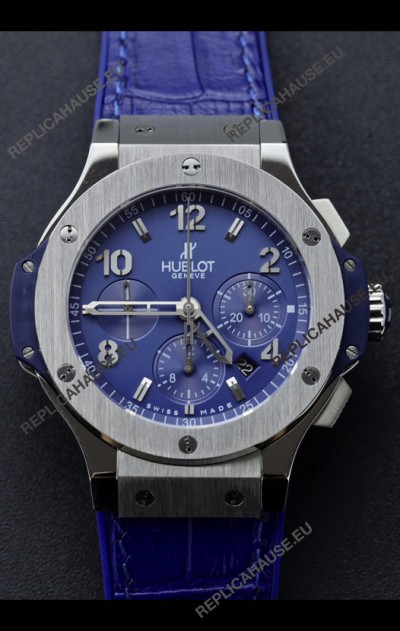 Hublot Super Clone Big Bang Edition Watch in Titanium Casing Blue Dial 1:1 Mirror Replica