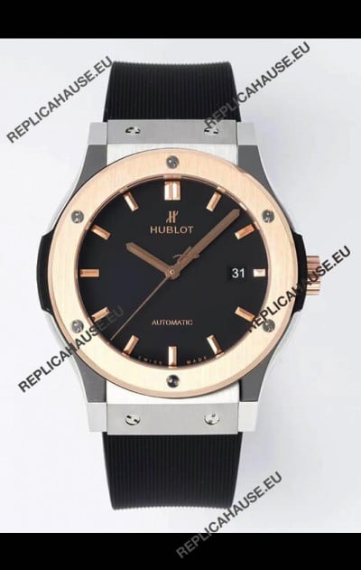 Hublot Classic Fusion Two Tone Black Dial 42MM Swiss Replica Watch 1:1 Mirror Quality