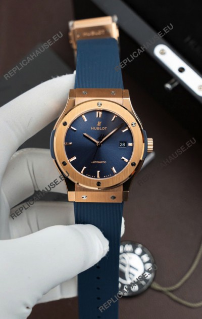 Hublot Super Clone Classic Fusion Titanium Rose Gold Blue Dial 42MM Watch