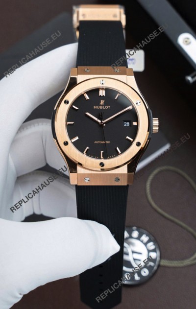 Hublot Super Clone Classic Fusion Titanium Rose Gold Black Dial 42MM Watch