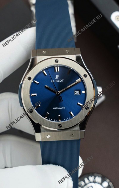Hublot Super Clone Classic Fusion Titanium Blue Dial 42MM Watch