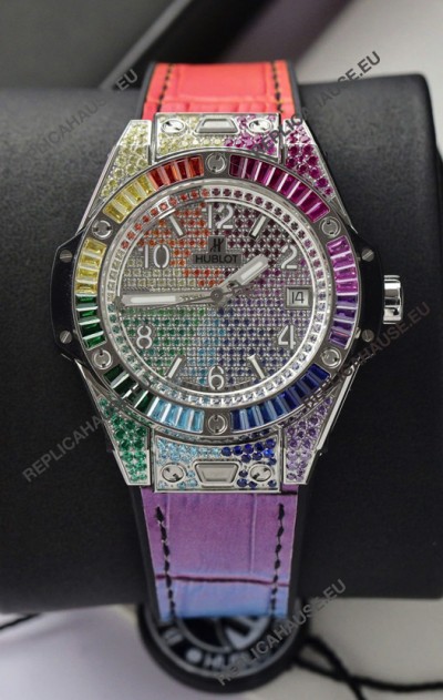Hublot Big Bang One Click King White Dial Rainbow Diamonds 39MM Watch 