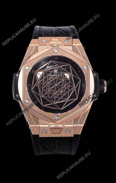 Hublot Big Bang One Click Sang Bleu 1:1 Mirror Replica in Rose Gold Casing 45MM - Black Dial