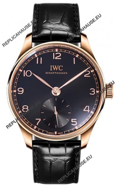IWC Portugieser Automatic 40 IW358401 Black Dial in Rose Gold Casing Mirror Replica Watch 