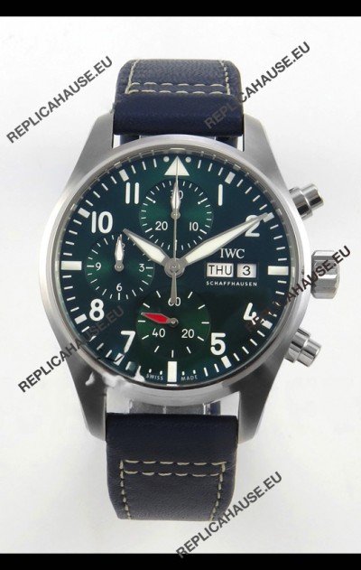 IWC Super Clone Pilot Chronograph Edition Green Dial Leather Swiss Replica Watch 