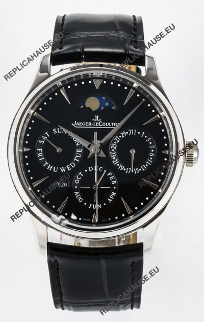 Jaeger LeCoultre Super Clone Master Ultra-Thin Perpetual Calendar Black Dial Watch