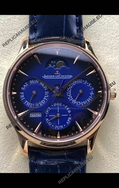Jaeger LeCoultre Super Clone Master Ultra-Thin Perpetual Calendar Blue Dial Watch