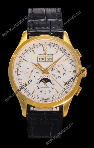 Jaeger LeCoultre Master Control Chronograph Calendar Yellow Gold Swiss Replica Watch 