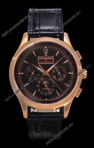 Jaeger LeCoultre Master Control Chronograph Calendar Rose Gold Swiss Replica Watch 