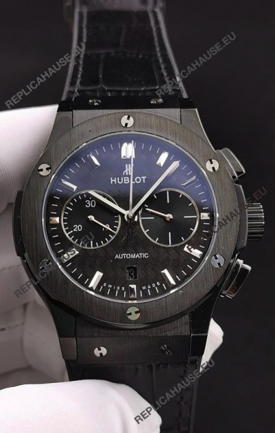 Hublot Classic Fusion Chronograph Ceramic Casing/Bezel Carbon Dial 1:1 Mirror Replica Watch 
