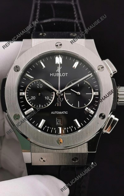 Hublot Classic Fusion Chronograph Stainless Steel Casing Black Dial 1:1 Mirror Replica Watch 