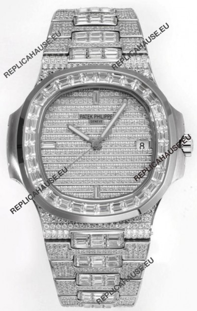 Patek Philippe Nautilus 5711/A Swiss Replica Watch 1:1 Mirror Replica in 904L Steel Diamonds Casing
