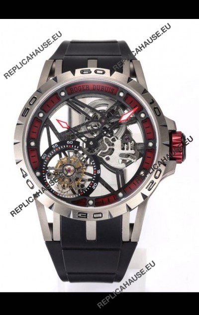 Roger Dubuis Excalibur Spider Flying Tourbillon Skeleton Titanium Casing 45MM 1:1 Mirror Swiss Watch