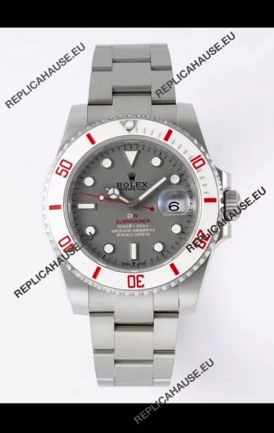 Rolex Submariner DiW Stainless Steel Casing White Ceramic Bezel Grey Dial Edition Watch 