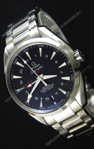 Omega Seamaster Aqua Terra GMT 150M 43MM 1:1 Mirror Replica Watch Black Dial