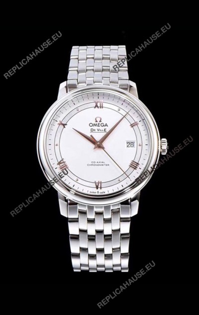 Omega De Ville Prestige Co-Axial 36.8MM White Dial 1:1 Swiss Mirror Replica Watch 