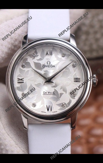 Omega De Ville Floral Dial Swiss Quartz Movement in Steel Casing 