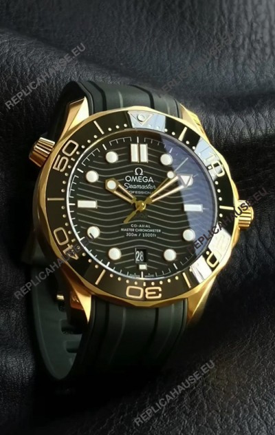 Omega Seamaster Super Clone 300M Master Chronometer Rose Gold Green Dial Watch 
