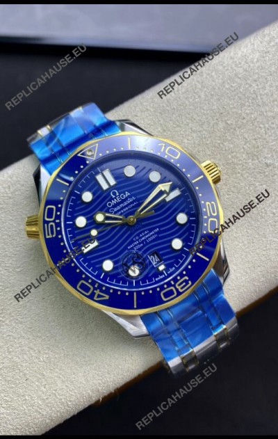 Omega Seamaster 300M Co-Axial Master Chronometer Blue Dial Two Tone Casing 1:1 Mirror Replica