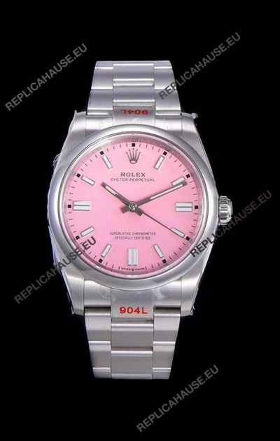 Rolex Oyster Perpetual REF#124300 41MM Cal.3230 Movement Swiss Replica Pink Dial 904L Steel 1:1 Mirror Replica Watch