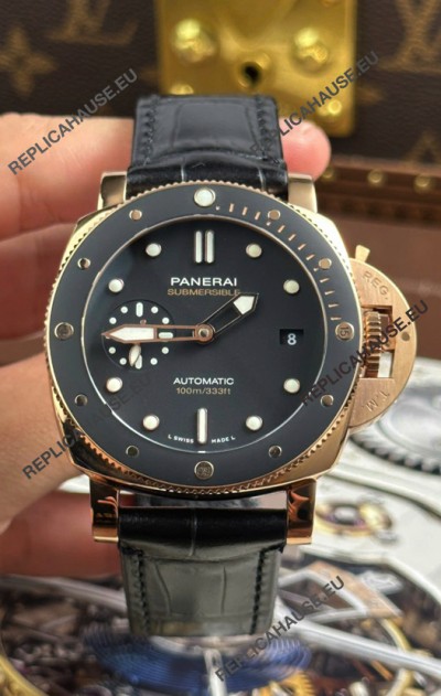 Panerai Super Clone Submersible PAM974 Rose Gold Watch 42MM