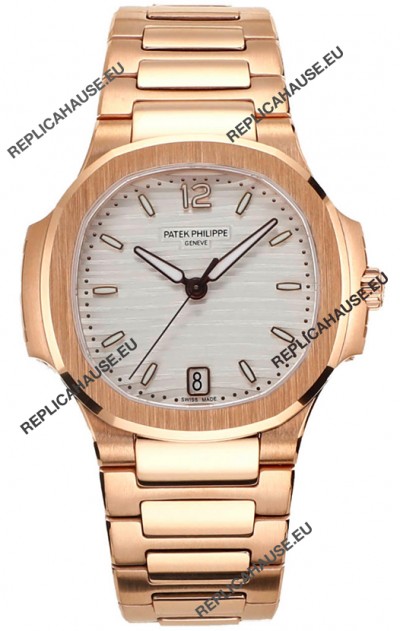 Patek Philippe Nautilus 7118R 35MM 1:1 Rose Gold White Dial 1:1 Mirror Replica Watch