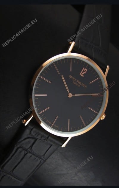 Patek Philippe Calatrava Ulta-Thin Swiss Quartz Watch Rose Gold Case