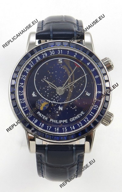 Patek Philippe Grand Complications 6102 Blue Dial Blue Diamonds Swiss Replica Watch 