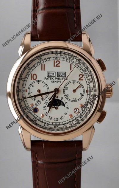 Patek Philippe Grand Complications 5270 Swiss Replica Watch in Rose Gold Casing White Dial