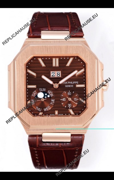 Patek Philippe Cubitus 5822 Rose Gold Casing Brown Dial Swiss Replica Watch