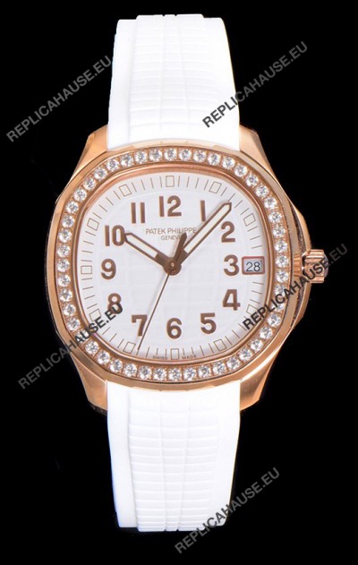 Patek Philippe Super Clone Aquanaut Rose Gold White Dial 38.5MM Watch 